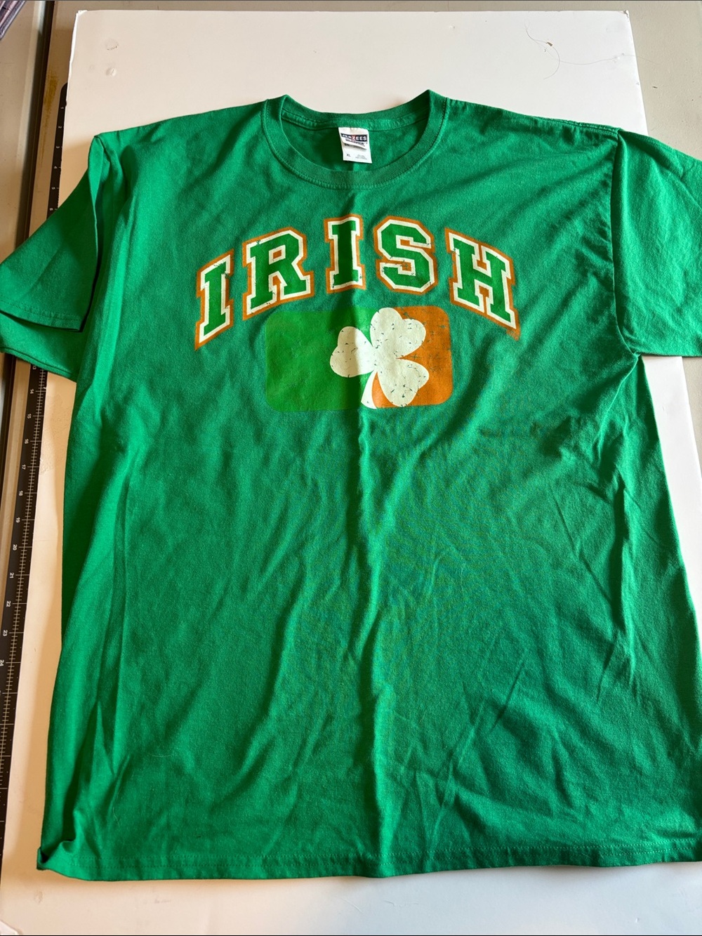 Jerzees Green Irish Graphic Tee with White & Orange Accents